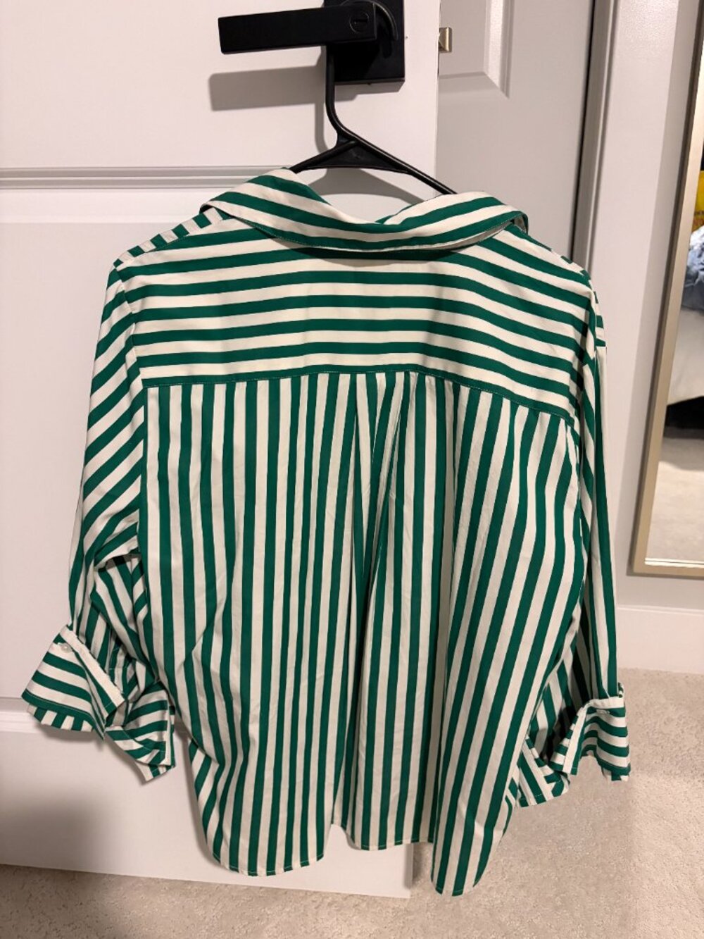Madewell Green and White Striped Button Down Shirt Size Large - Picture 3 of 3